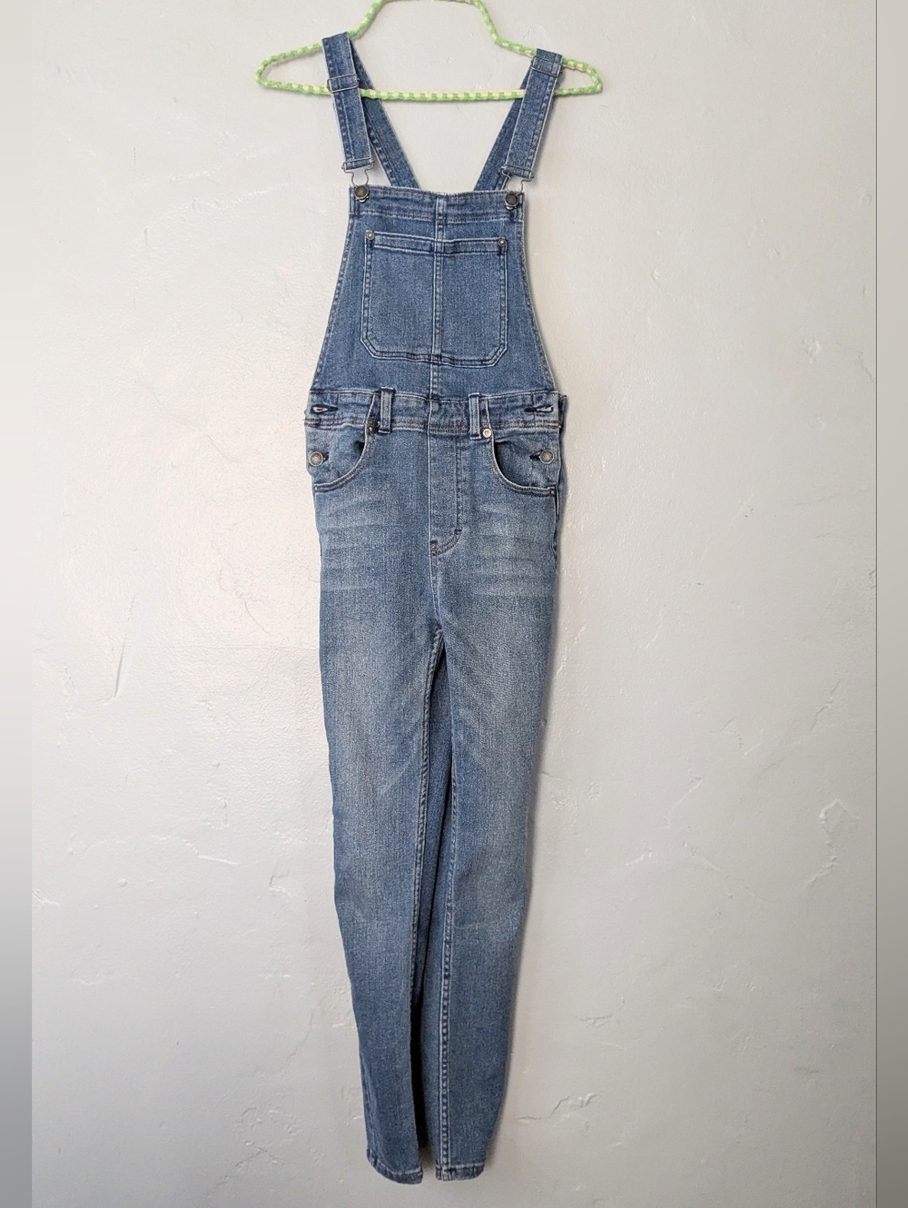 Free People Denim Overalls Mid Rise Skinny Leg Blue - Size 25